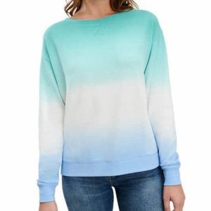 Splendid Ombré Tie Dye Waffle Knit Thermal Long Sleeve Shirt Tie Dye Turquoise